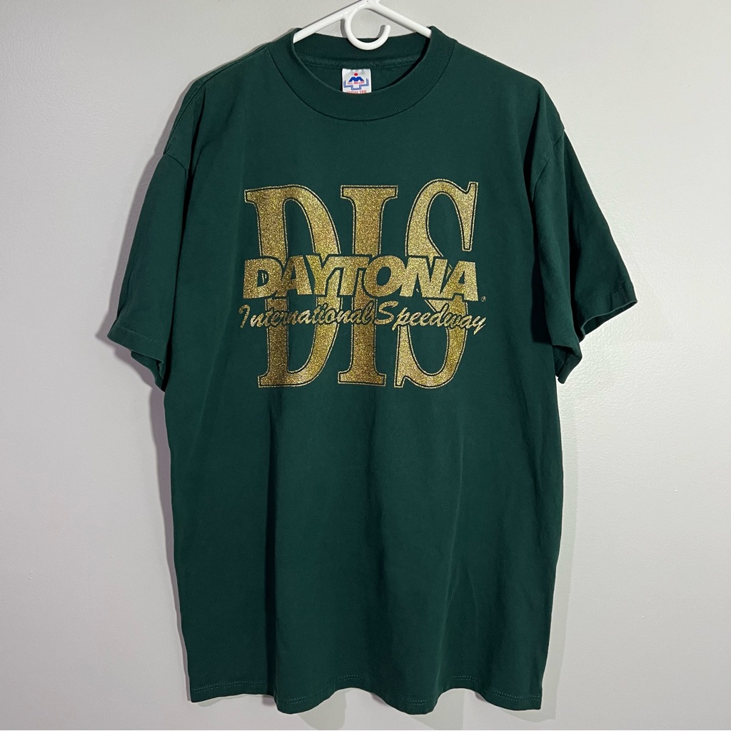 Vintage Daytona International Speedway Green Gold Short Sleeve TShirt Mens Xl